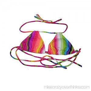 Womens Double Slide Tri Bikini Swimsuit Top Bright Stripes B01FTQG3BY